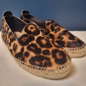 Manebi Accra Espadrille Flats Pony‎ Leopard Size 6.5 Women's Slip On Shoe